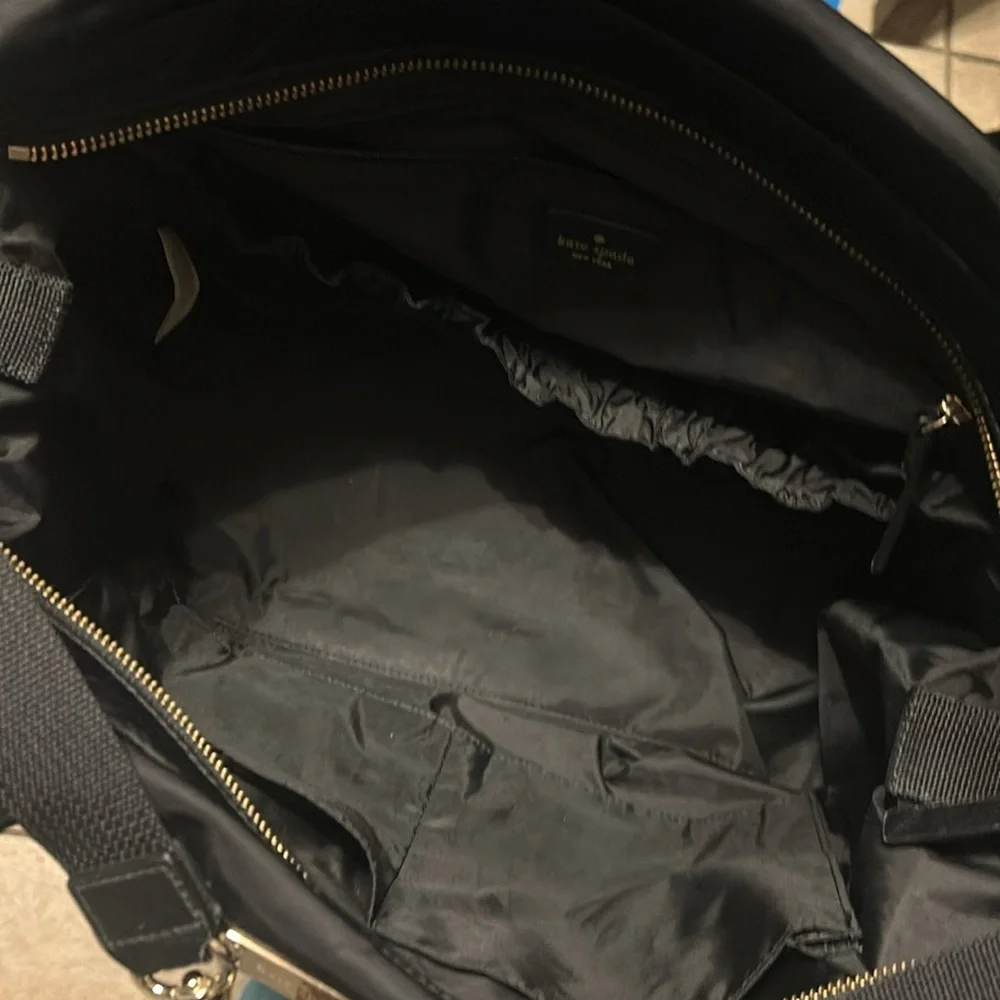 Kate spade down nylon leather strap baby bag with long strap included euc